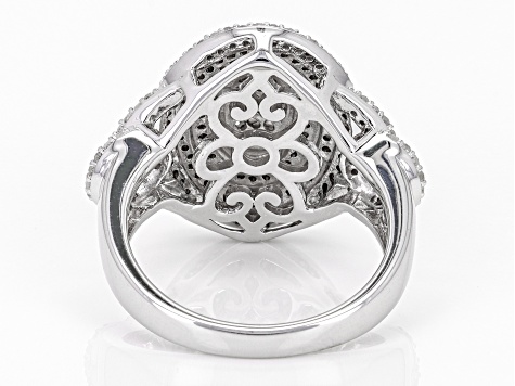 White Diamond Rhodium Over Sterling Silver Cluster Ring 0.75