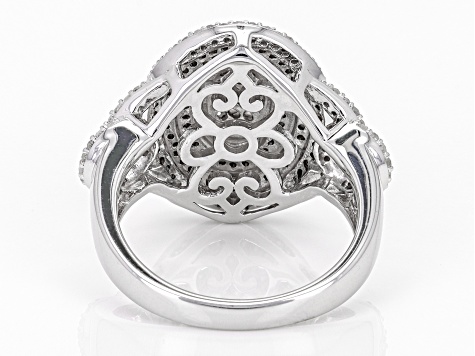 White Diamond Rhodium Over Sterling Silver Cluster Ring 0.75ctw