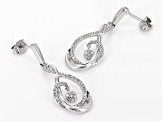 White Diamond Rhodium Over Sterling Silver Treble Clef Dangle Earrings 0.15ctw
