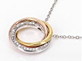 White Diamond Rhodium & 14k Rose & Yellow Gold Over Sterling Silver Circle Necklace 0.20ctw