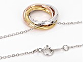 White Diamond Rhodium & 14k Rose & Yellow Gold Over Sterling Silver Circle Necklace 0.20ctw