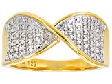 White Diamond Accent 18k Yellow Gold Over Sterling Silver Crossover Band Ring
