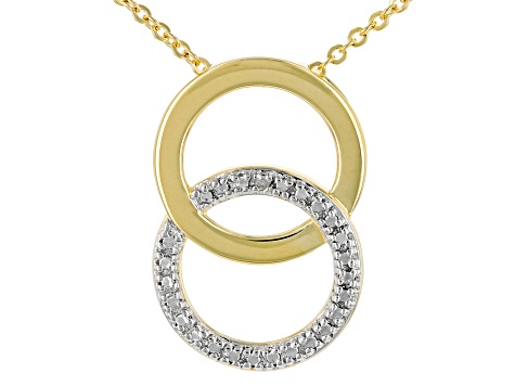 White Diamond Accent 18k Yellow Gold Over Sterling Silver Intertwining Circle Pendant With 18" Chain