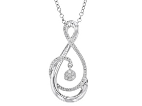 White Diamond Rhodium Over Sterling Silver Treble Clef Pendant With 19" Cable Chain 0.15ctw