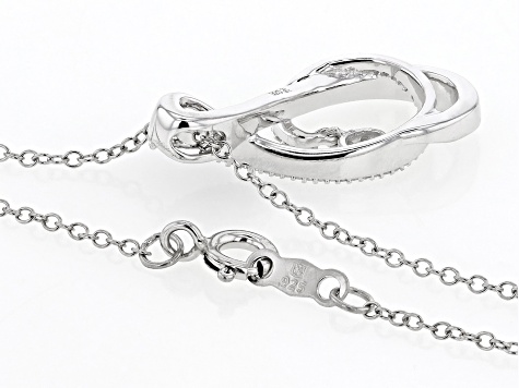 White Diamond Rhodium Over Sterling Silver Treble Clef Pendant With 19" Cable Chain 0.15ctw