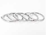 White Diamond Rhodium Over Sterling Silver Set of 5 Stackable Band Rings 0.40ctw