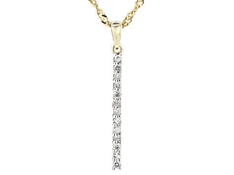 White Diamond 14k Yellow Gold Over Sterling Silver Pendant With 18" Singapore Chain 0.20ctw