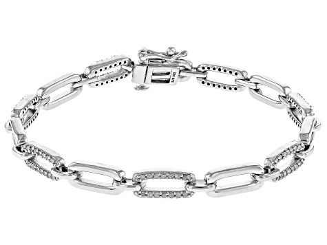 White Diamond Rhodium Over Sterling Silver Tennis Bracelet 0.90ctw