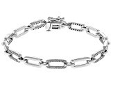 White Diamond Rhodium Over Sterling Silver Tennis Bracelet 0.90ctw