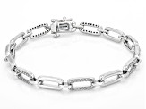 White Diamond Rhodium Over Sterling Silver Tennis Bracelet 0.90ctw