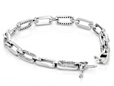 White Diamond Rhodium Over Sterling Silver Tennis Bracelet 0.90ctw