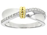 White Diamond Rhodium And 14k Yellow Gold Over Sterling Silver Band Ring 0.15ctw