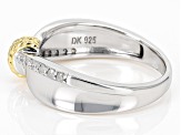 White Diamond Rhodium And 14k Yellow Gold Over Sterling Silver Band Ring 0.15ctw