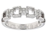 White Diamond Rhodium Over Sterling Silver Link Band Ring 0.10ctw