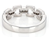 White Diamond Rhodium Over Sterling Silver Link Band Ring 0.10ctw