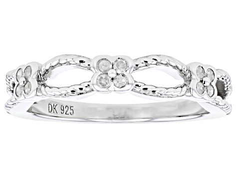 White Diamond Rhodium Over Sterling Silver Band Ring 0.15ctw