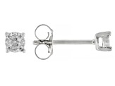 White Diamond Rhodium Over Sterling Silver Stud Earrings 0.10ctw