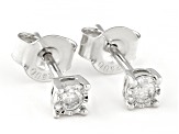 White Diamond Rhodium Over Sterling Silver Stud Earrings 0.10ctw