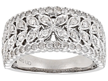 Picture of White Diamond Rhodium Over Sterling Silver Band Ring 0.75ctw