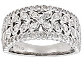 White Diamond Rhodium Over Sterling Silver Band Ring 0.75ctw