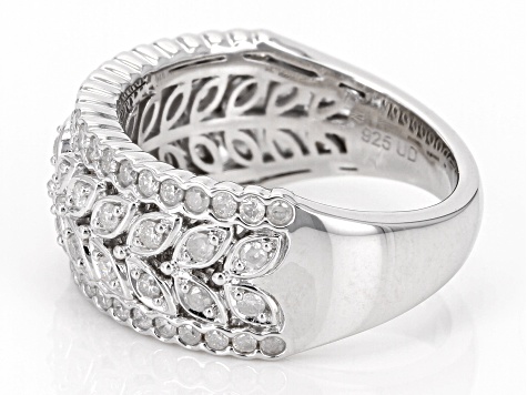 White Diamond Rhodium Over Sterling Silver Band Ring 0.75ctw