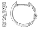 White Diamond Rhodium Over Sterling Silver Huggie Hoop Earrings 0.15ctw