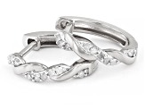 White Diamond Rhodium Over Sterling Silver Huggie Hoop Earrings 0.15ctw