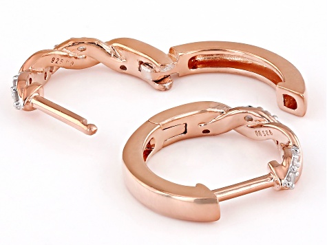 White Diamond 14k Rose Gold Over Sterling Silver Huggie Hoop