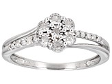 White Diamond Rhodium Over Sterling Silver Cluster Ring 0.10ctw