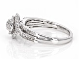 White Diamond Rhodium Over Sterling Silver Halo Ring 0.45ctw