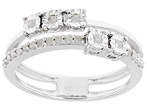 White Diamond Rhodium Over Sterling Silver Band Ring 0.20ctw