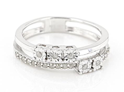 White Diamond Rhodium Over Sterling Silver Band Ring 0.20ctw