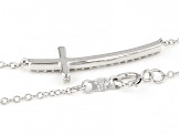 White Diamond Rhodium Over Sterling Silver Cross Necklace 0.25ctw