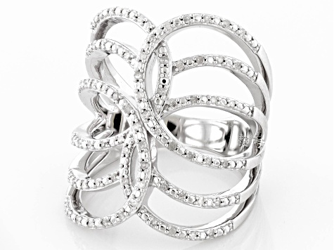 White Diamond Rhodium Over Sterling Silver Cocktail Ring 0.25ctw