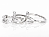 White Diamond Accent Rhodium Over Sterling Silver Set of 3 Rings