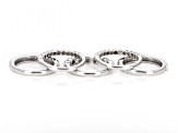 White Diamond Rhodium Over Sterling Silver Set of 5 Stackable Band Rings 0.45ctw