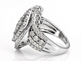 White Diamond Rhodium Over Sterling Silver Cluster Ring 1.00ctw