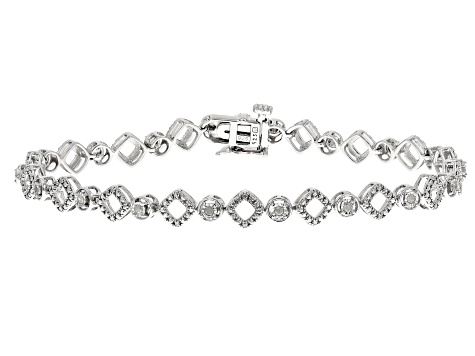 White Diamond Rhodium Over sterling Silver Tennis Bracelet 0.10ctw