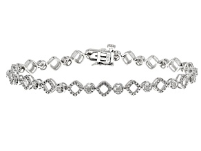 White Diamond Rhodium Over sterling Silver Tennis Bracelet 0.10ctw
