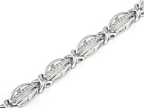 Set Of 2 White Diamond Accent Rhodium Over Sterling Silver Bracelets