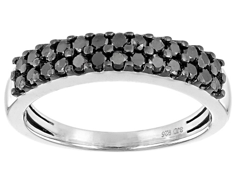 Black Diamond Rhodium Over Sterling Silver Band Ring 0.60ctw