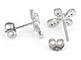 White Diamond Rhodium Over Sterling Silver Cross Earrings 0.10ctw