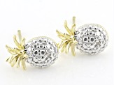 White Diamond Accent 18k Yellow Gold Over Sterling Silver Pineapple Earrings