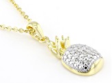 White Diamond Accent 18k Yellow Gold Over Sterling Silver Pineapple Pendant With 18" Cable Chain