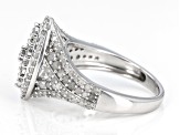 White Diamond Rhodium Over Sterling Silver Cluster Ring 1.25ctw