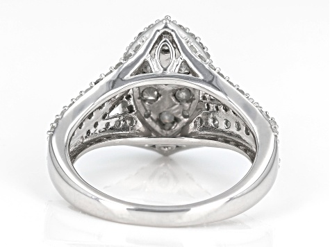 White Diamond Rhodium Over Sterling Silver Cluster Ring 1.25ctw