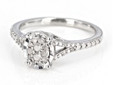 White Diamond Rhodium Over Sterling Silver Cluster Ring 0.20ctw