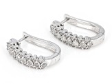 White Diamond Rhodium Over Sterling Silver J-Hoop Earrings 0.45ctw