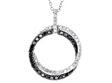 Black And White Diamond Rhodium Over Sterling Silver Pendant With 19" Cable Chain 1.00ctw