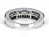 Black And White Diamond Rhodium Over Sterling Silver Band Ring 1.00ctw